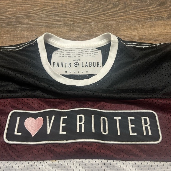 Parts + Labour M mesh long sleeve with lightening bolt patch (back) front patch - Picture 2 of 12